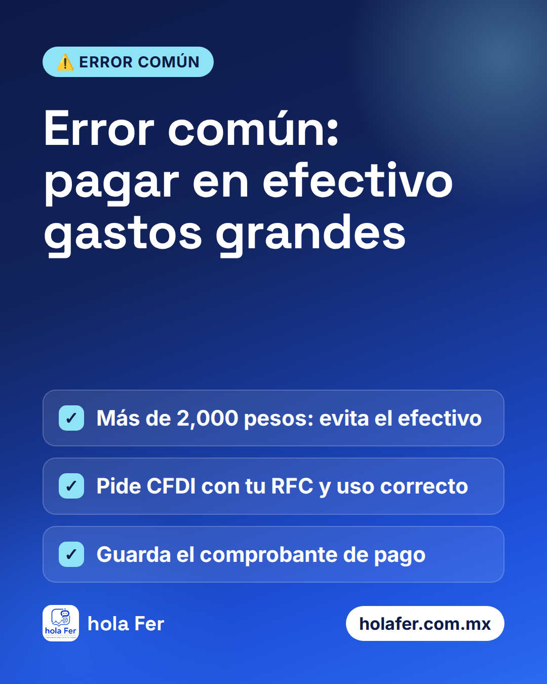 Error común: pagar en efectivo gastos grandes