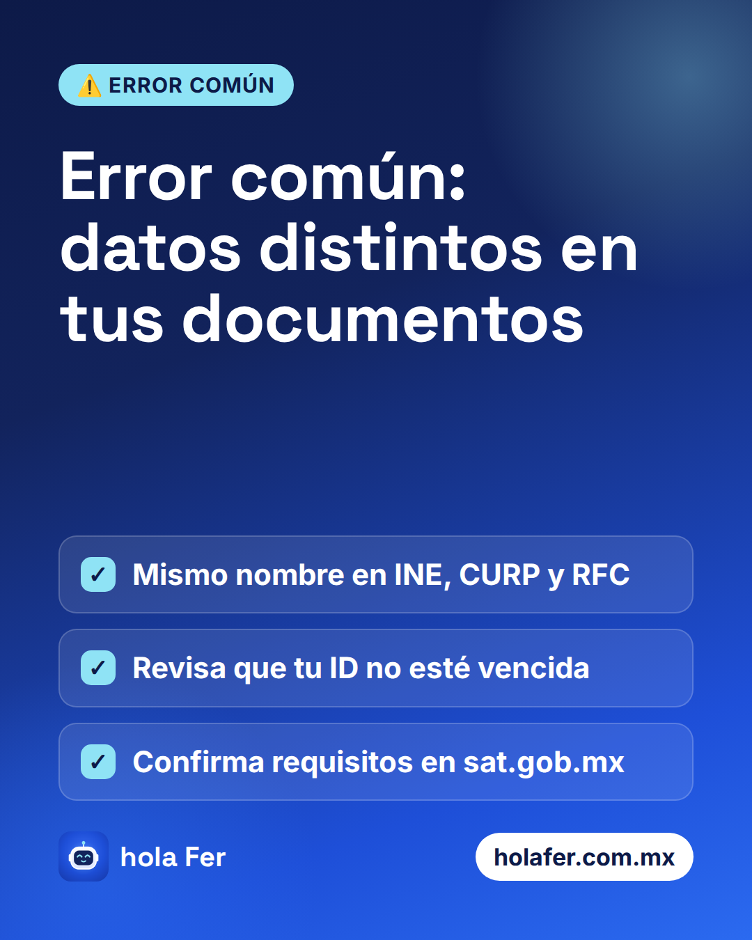 Error común: datos distintos en tus documentos