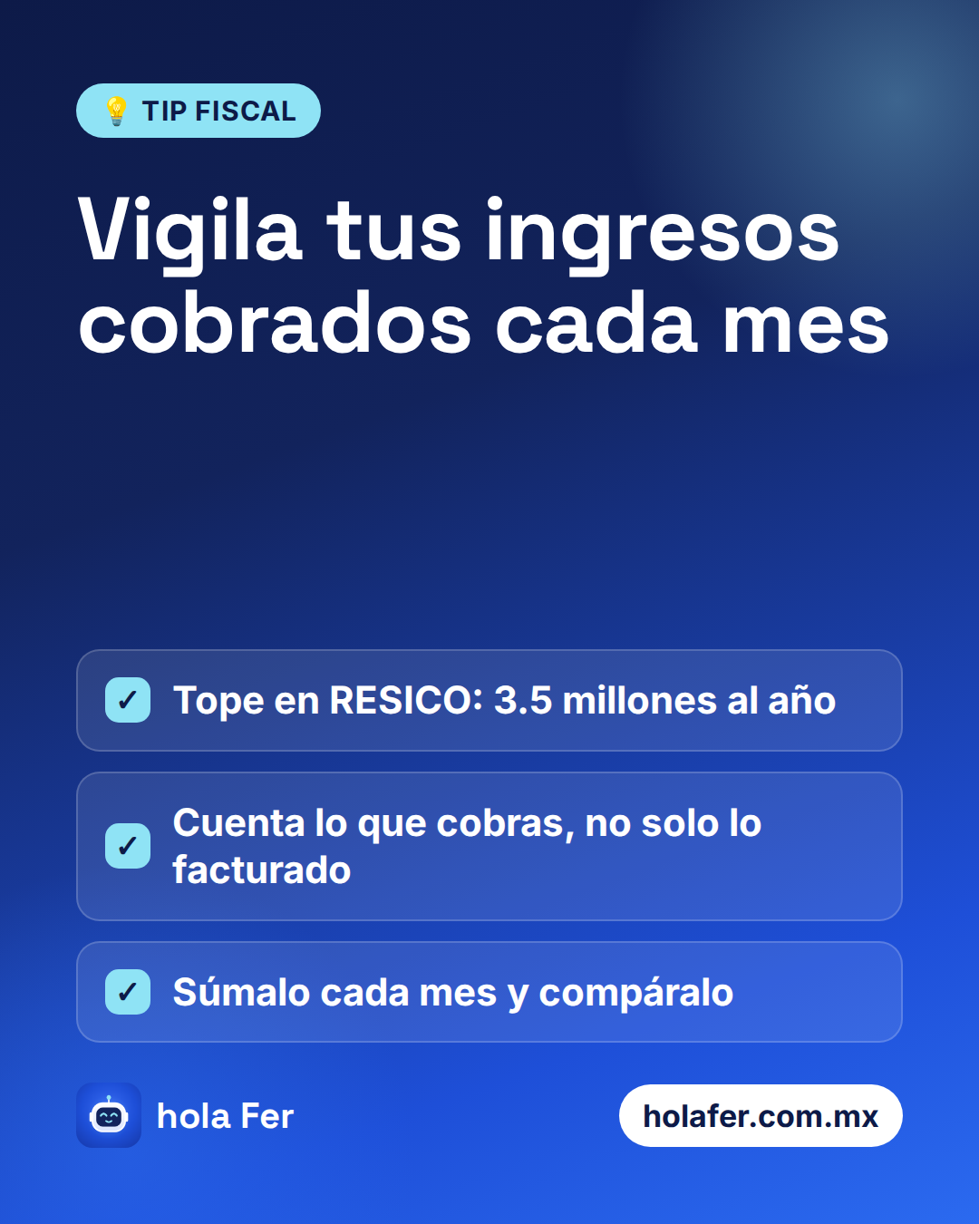 Vigila tus ingresos cobrados cada mes